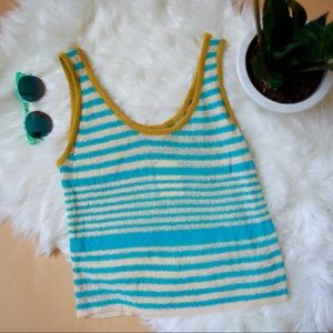 CLEARANCE Striped knit tank top summer spring outfits blue stretchy pool cover